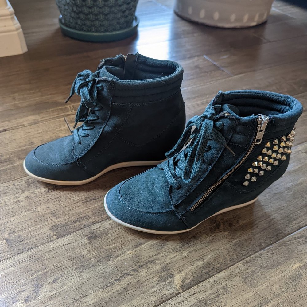 2 pairs Aldo wedge sneaker bootie with studs